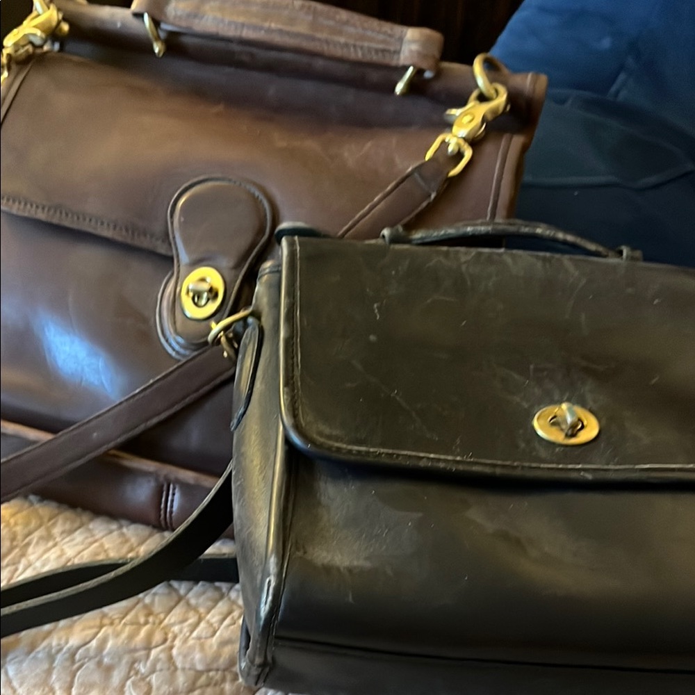 Classic Brown and Black Leather vintage Coach Willis bags.